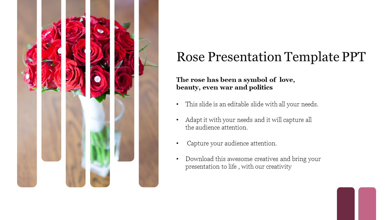 Elegant Rose Presentation Template PPT Slide Design